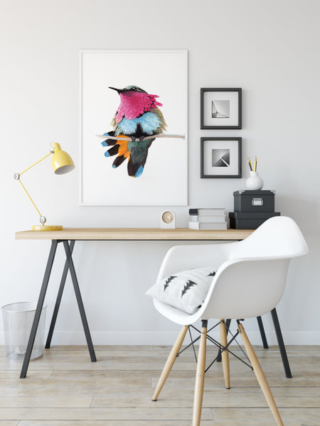 Ruby-throated Hummingbird - Matte Poster Giclee Print