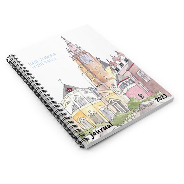 Brussels' Church Notre Dame Watercolor Art Cover - Spiral Notebook