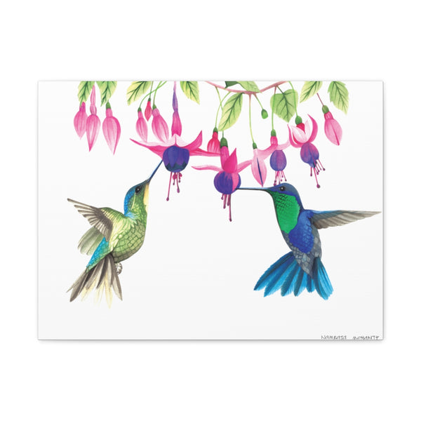 Hummingbirds Duo Art Canvas Gallery Print