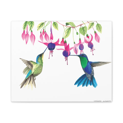 Hummingbirds Duo Art Canvas Gallery Print