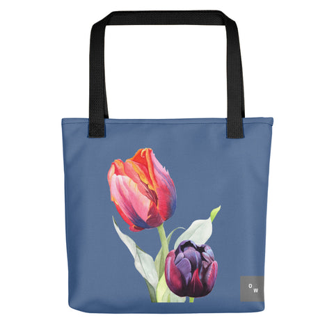 Rainbow & Black Tulips Tote bag - Kashmir Blue