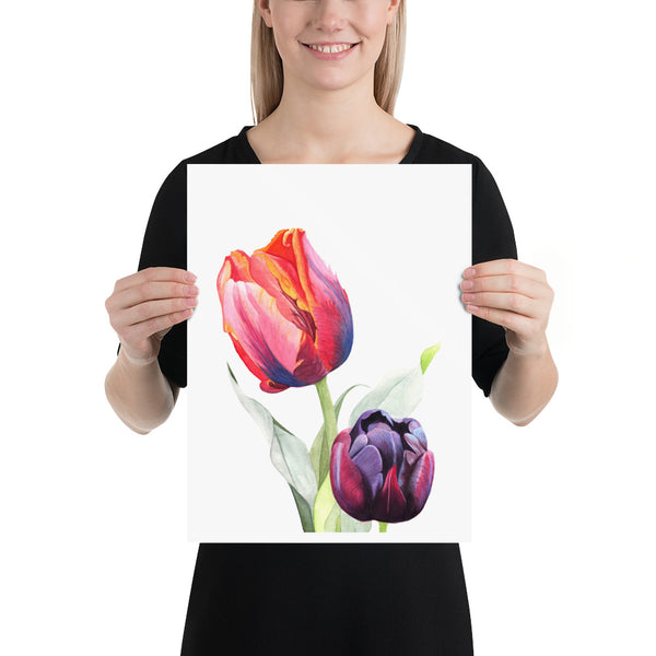 Tulips Rainbow & Black - Matte Poster Giclee Print