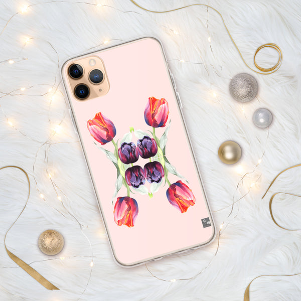 Tulips Rainbow & Black iPhone Case - Misty Rose