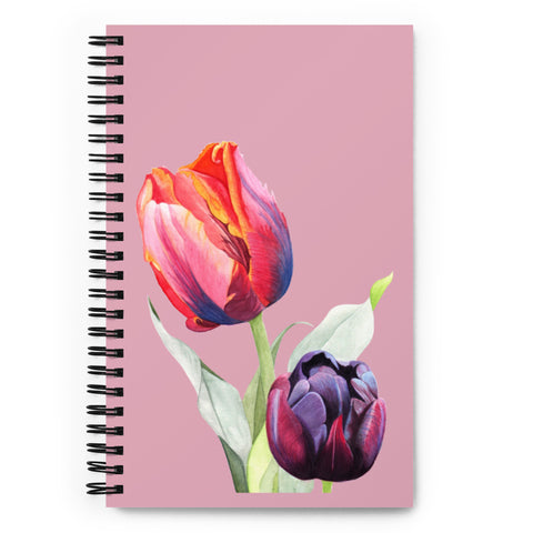 Floral Tulips Spiral Dot Matrix notebook