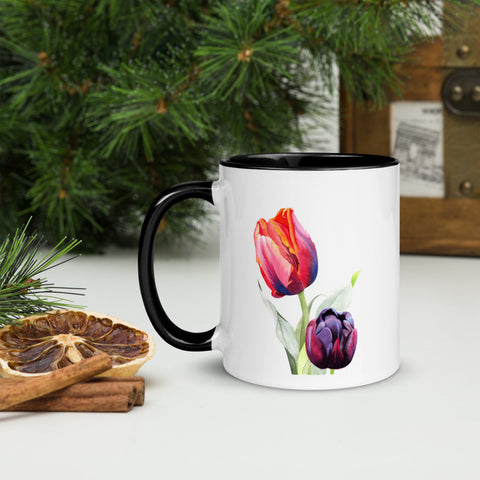 Tulips Rainbow & Black Ceramic Mug