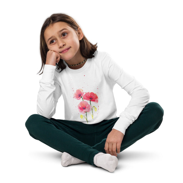 Poppies - Youth long sleeve Unisex tee - 3 colors