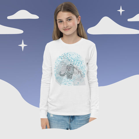 Snow Leopard - White Youth long sleeve Unisex tee - 4 Colors