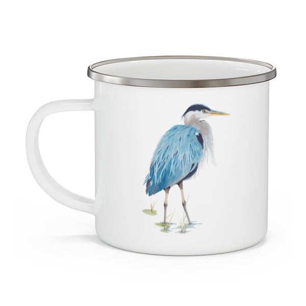 Blue Heron Enamel Camping Mug