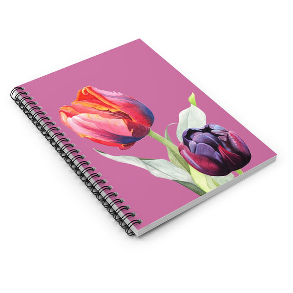 Rainbow & Black Tulips Watercolor Art Cover Spiral Notebook - Ruled Line