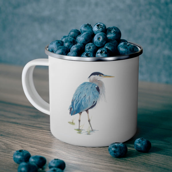 Blue Heron Enamel Camping Mug